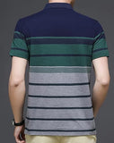 Eyebogler Men'S Designer Half Sleeves Polo Neck Striped T-Shirt,5 Percent Grey Navy Apparel,L