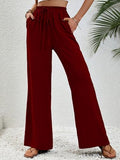 Toplot Trouser For Women || Casual Pants For Women || Loose Fit High-Waist Korean Pants || (Regular Fit | Polyester) (Women-Trouser-5229-Maroon-28),Maroon,28,B0DV5JP921