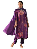 Libas Womens Printed Silk Blend Straight Kurta With Trousers And Dupatta