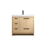 Elegant Decor Wyatt 36 Aluminum Alloy And Mdf Single Bathroom Vanity In Maple