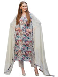 Anni Designer Women'S Rayon Blend Printed Straight Kurta With Pant & Dupatta (Habibi Grey-Nb_Xl_Grey_X-Large),Grey,XL