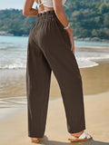 Toplot Women Casual Slanted Pocket Elastic Waist Tapered Pants (Pleated-Pant-5194-Dark Beige-34),Dark Beige,34,B0D9JHPP7T