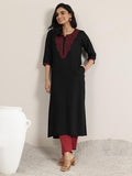 Libas Women'S Viscose Rayon Yoke Design Straight Kurta (29658_Black_Xl)