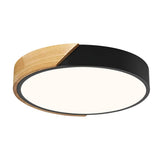 Vikaey Modern Dimmable LED Ceiling Light, Minimalist Wood Style 5CCT 2700K-6000K Flush Mount Ceiling Light Fixture, Round Lighti