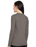 Enamor Essentials E057 Slim Fit Cotton Long Sleeve Crew Neck Tee For Women-(E057_Mediumgrey Melange_L)