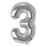 Rozi Decoration 32 Inch Number Foil Balloon Helium Quality (Pack of one Unit) (Silver3)