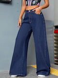 Kotty Women'S High Rise Relaxed Fit Solid Jeans(Blue,28)