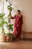 Anni Designer Women'S Rayon Viscose Straight Printed Kurta With Pant (Robin Red_S_Red_Small),Red,S,Rayon,Regular,