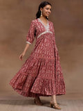 Libas Women'S Cotton Fit And Flare Midi Dress (29167_Pink Pink L