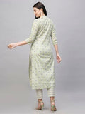 Anni Designer Women'S Cotton Blend Straight Printed Kurta With Pant (Babita Green_L_Green_Large),Green,L,Cotton Blend,Babita_1423,Kurta