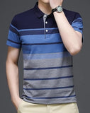 Eyebogler Men'S Designer Half Sleeves Polo Neck Striped T-Shirt Blue,BlueApparel,M