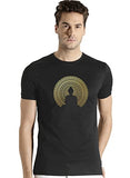 Adro Men'S Budha Gold Printed Cotton T-Shirt (Rn23-Gl-Bud-Bl_Black_L)