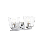 Living District Merrick 2-Light Iron & Glass Bath Sconce In Chrome/Clear