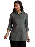 Libas Women'S Cotton Blend Regular Kurtis (58184_Grey_L)