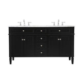 Elegant Decor Park Avenue 60 Solid Wood & Metal Double Bathroom Vanity In Black