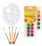 First Click Art Combo Set, 18 Rangeela Tempera Colours, 5 Flat Multicolor Body Brushes, Oval Shaped Paint Palette, Kids Art Kit,