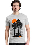 Adro Mens Sun Printed Cotton T-Shirt (Rn22-1-Sun-Gr_Grey_Xl)