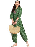 LookMark Women's Trendy Printed Cotton Blend Straight Kurta and Afghani Pant Set Perfect For Casual and Office Wear (AZ-LM-OG-KS