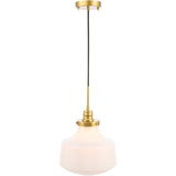 Living District Lyle 1-Light Metal Pendant In Brass And Frosted White Glass