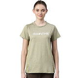 Enamor Womens Athleisure A306-Dry Fit with Antimicrobial & Sweat Wicking Crew Neck Short Sleeve Breathe Active Wear T-Shirt (A306_Thai Green Melange_XL),Thai Green Melange
