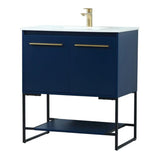 Elegant Decor Sloane 30 Mdf And Steel Single Bathroom Vanity In Blue
