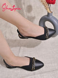 Shoetopia Upper Chain Detailed Pointed Toe Black Belly For Women & Girls-Eu41,Black,8,B0D2RMW4VS