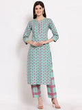 Gosriki Women'S Cotton Straight Kurta With Pant (Kpt-Cot-10029-Sea Green_M-Go_Sea Green_Medium),Sea Green,,B09LSB99X6