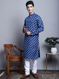 Jompers Men'S Cotton Floral Printed Kurta Pyjama Set (Navy, L)