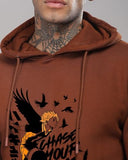 ADRO Anime Hoodies for Men 320 GSM Soft Cotton Hoodie Long Lasting Anime Printed Hoodie for Winter | Mens Hoodies | Sweatshirt for Men | H24-M-DREAM-BR-L,Downtown Brown