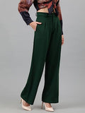 Kotty Womens Polyester Blend Straight Fit Trousers Pine Green,Pine GreenApparel,32
