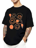 Lookmark Pure Cotton Black Color Printed Half Sleeve Oversized T-Shirt For Men(Mt23-Black-L)
