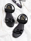 Shoetopia Women'S Block Heel Sandal,Black,4,B0BSC9RY1L