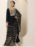 Libas Women'S Silk Blend Kurta Sets (Gs1058_Black_L)