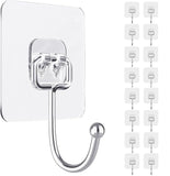 PapaPick Adhesive Wall Hook, Set Heavy-Duty Thickened self-Adhesive Hook,16Pcs,44lb max Loading,Transparent, Waterproof, Bathroo