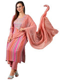 Gosriki Women'S Cotton Blend Straight Printed Kurta With Pant & Dupatta (Bijada Pink-Gs_Xl_Pink_X-Large),Pink,,B0D57B5HBL