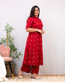 Gosriki Women'S Rayon Viscose A-Line Printed Kurta With Pant (Vibha Red-Vks01-Gs_S_Red_Small),Red,,B0F48ZJJ8C