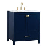 Elegant Decor Irene 30 Zinc Alloy Mdf Single Bathroom Vanity In Blue