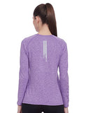Enamor Athleisure Women's Synthetic Long Sleeves Scoop Neck Slim Fit Quick Dry 4 Way Stretch Antimicrobial Active Tee with Reflective Graphic- E189(E189-Orchid Glaz Melange-XL),Orchglzmel/Free Mind