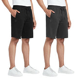 XYXX Athleisure Men's Cotton Shorts | Super Soft Knee Length Comfortable Everyday Wear | Relaxed Fit Solid Code Shorts with Zipper Pocket | Pack of 2 (Black + Grey Large),Black+Grey