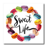 3dRose Cute French Macaroon Cookies Wreath With Sweet Life Iron On Heat Transfer, 8