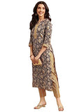 Gosriki Women'S Cotton Blend Printed Straight Kurta With Pant (Kalam Black-Nw-Gs_M_Black_Medium),Black,,B0C96G72YW