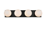 Living District Jaylin 4-Light Iron & Glass Bath Sconce In Black/Frosted White