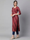 Anni Designer Women'S Cotton Blend Straight Printed Kurta With Pant Set (Badiya Pink-Nw_Xl_Pink_X-Large),Pink,XL,Cotton Blend,Regular,