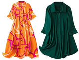 Leriya Fashion Rayon Women Above The Knee Western Dress (Lf-Wd1099&Wd1143_Green&Orange,Green&OrangeApparel,M