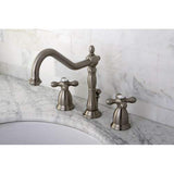 Kingston Brass Ks1998Ax Heritage Widespread Lavatory Faucet With Handle And Brass Pop-Up, Brushed Nickel