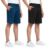 XYXX Athleisure Men's Cotton Shorts | Super Soft Knee Length Comfortable Everyday Wear | Relaxed Fit Solid Code Shorts with Zipper Pocket | Pack of 2 (Black + Blue Medium),Black+Blue