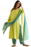 Gosriki Women'S Rayon Viscose Straight Solid Kurta With Pant & Dupatta (Zamkudi Lemon-Gs_L_Green_Large),Green,,B0DY8637RH