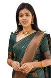 Flosive Womens Present Banarasi Soft Lichi Silk Saree Beautiful Jacquard Rich Pallu Design Work Zari Woven Kanjivaram Silk Style