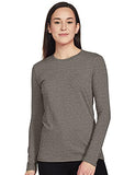 Enamor Essentials E057 Slim Fit Cotton Long Sleeve Crew Neck Tee For Women-(E057_Mediumgrey Melange_M)