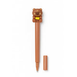 Pink Olive 1 Pc Cute Brown Teddy Bear Gel Pen Fun Cartoon Design Smooth Blue Ink 360 Rotating Top Comfortable Grip Cre